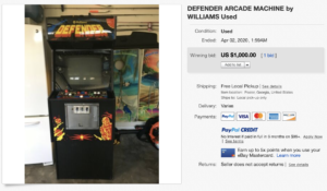 eBay Screenshot - Williams Defender Arcade, Pooler Georgia